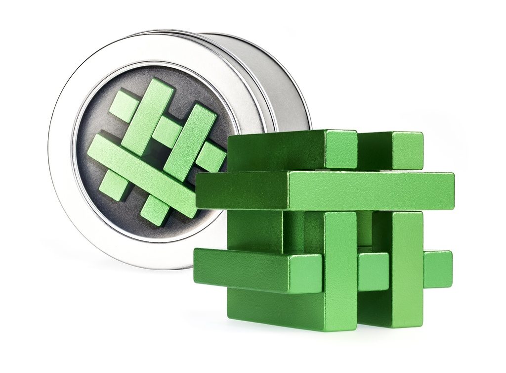 Hashtag Metal Puzzle en lata color verde