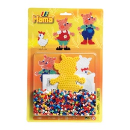 [4014] Blister Hama Beads Midi 1100 beads + placa cerdo